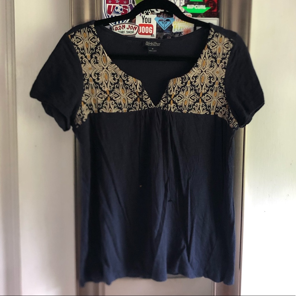 lucky brand embroidered top